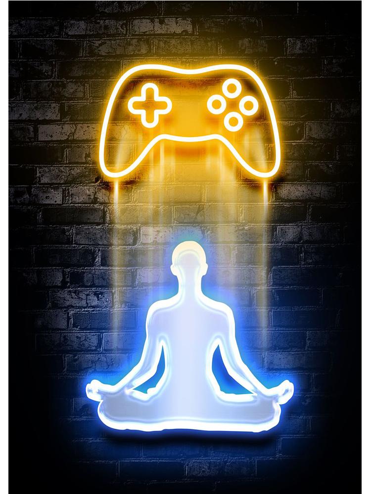 Neon Design Gamepad Game Quote Posters Canvas Painting VR Gaming Girl Wall Art Picture Gamer Boy Room Home Decoration No LED