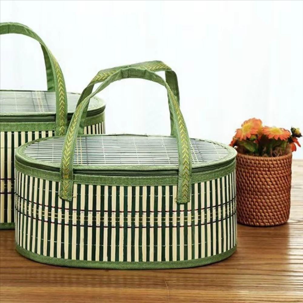 Прочная ручная плетеная бамбуковая корзина с крышкой, корзина для яиц, корзина для хранения еды и фруктов, для лунных пирогов и закусок