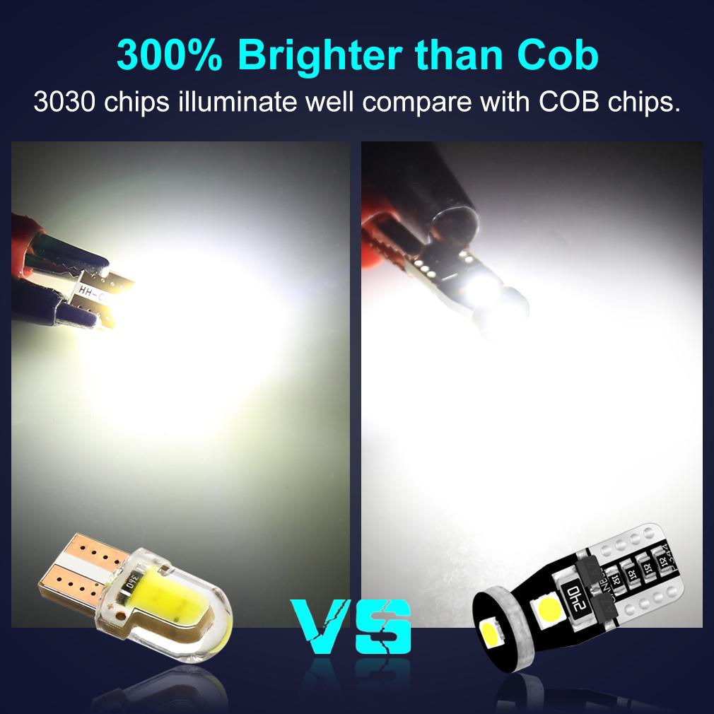 10X T10 Led W5W Car Led Bulbs 3030 6000K Canbus White Car Outline Light Signal Lamp Dome Reading License Plate Light Auto Interior Lights 12V