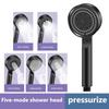 Пятискоростной Многофункциональный Душ с Усилителем Большого Распыления Воды Ручная Душевая Лейка Матовый Черный Набор Душевой Лейки