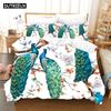 3D Print Peacock-Cat Owl Koala Nature Cute Animal Comforter Bedding Set Queen Twin Single Duvet Cover Set Pillowcase Home Luxury