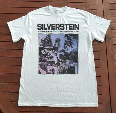 Винтажная Белая Хлопковая Футболка Концертного Турне Silverstein S-5XL EN656 Унисекс