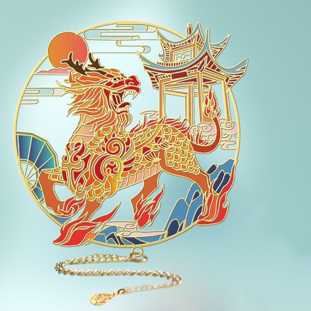 Закладка в китайском стиле с драконом и кошкой, маркер для страницы книги, металлический зажим для книги, украшение для дневника