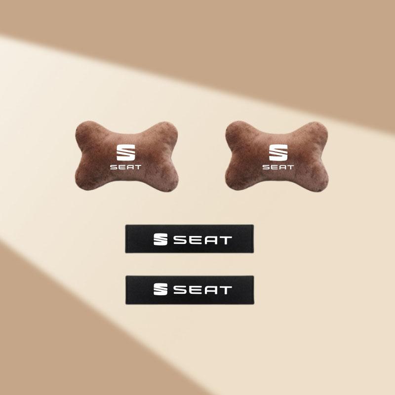Car Seat Headrest Auto Logo Neck Pillow Seat Belt Shoulder Pad for Seat Ibiza Leon Cupra Ateca Altea Arona Tarraco Toledo Exeo