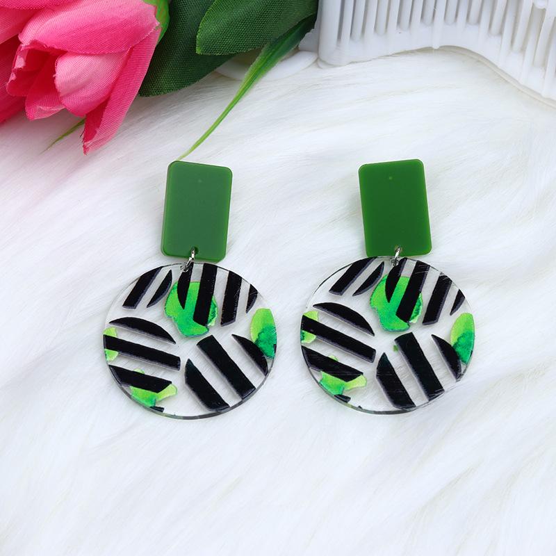 New Acrylic Printed Patchwork Earrings, Earrings, Fashionable and Personalized Love, Double Heart Rainbow Earrings, Ear Accessories for Women