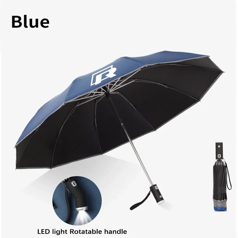 VW GTI GOLF 2026 Hot For VW VOLKSWAGEN Car Led Light Automatic Folding Windproof Sunshade Umbrella For Volkswagen R Tiguan Arteo