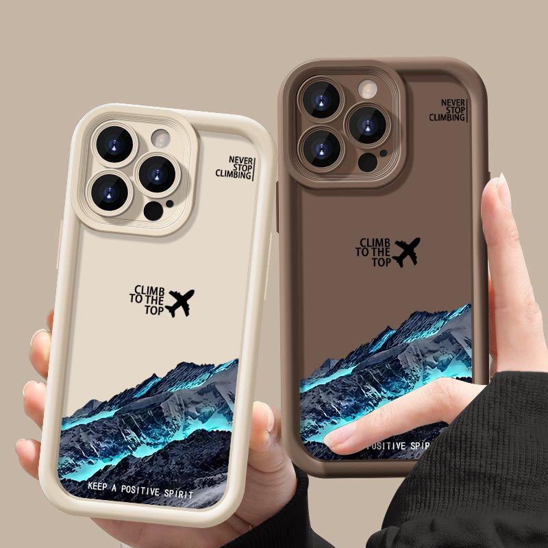 Противоударный чехол с рисунком самолета и гор для iPhone 16 Pro Max 15 Plus 14 Pro 13 12 11 XS XR 8 7 TPU мягкий матовый силиконовый чехол для телефона
