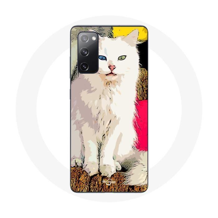 Coque pour Samsung Galaxy S20 FE Turc de van chat blanc aux yeux bleu et jaune