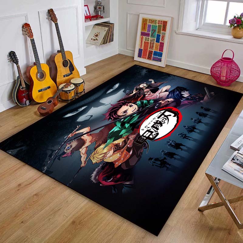 Demon Slayer Art Print Floor Mat Living Room Game Room Carpet Camping Picnic Mat Doormat Floor Mats Anime Room Decor Area Rug