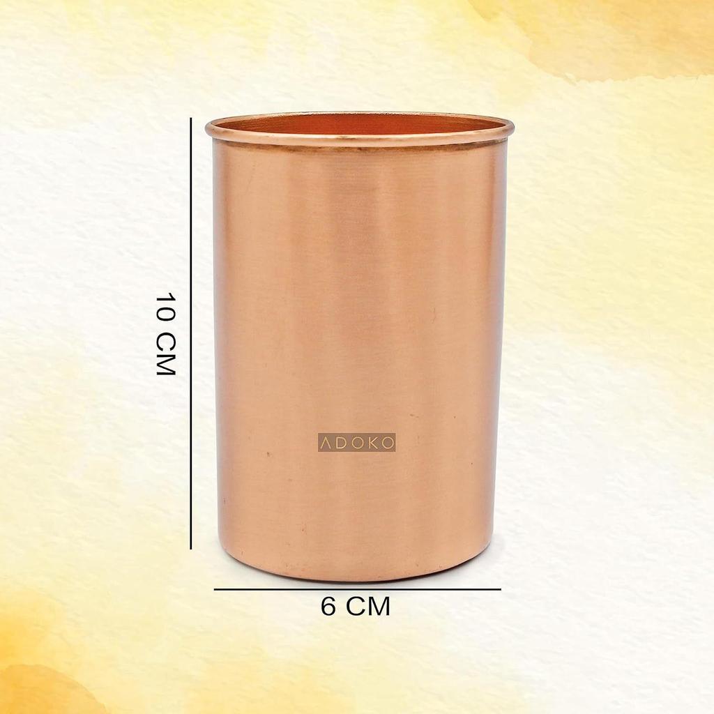 Кувшин для воды из чистой меди 1,5 литра с 2 медными стаканами (300 мл каждый) | Аюрведический медный кувшин для питья и хранения для здоровья и благополучия