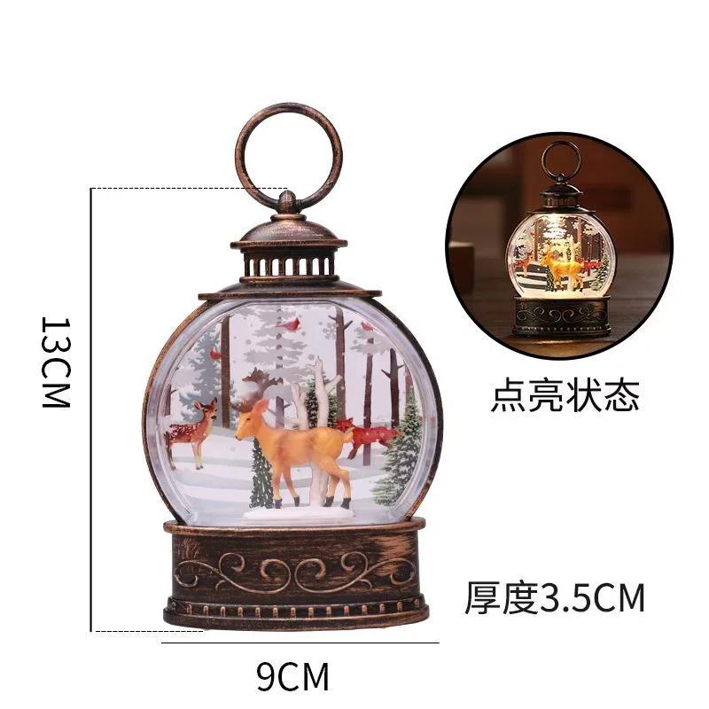 Lighted Christmas Snow Globe Lantern Battery Operated LED Night Light with Hook Christmas Tree Ornaments Gift Ideas