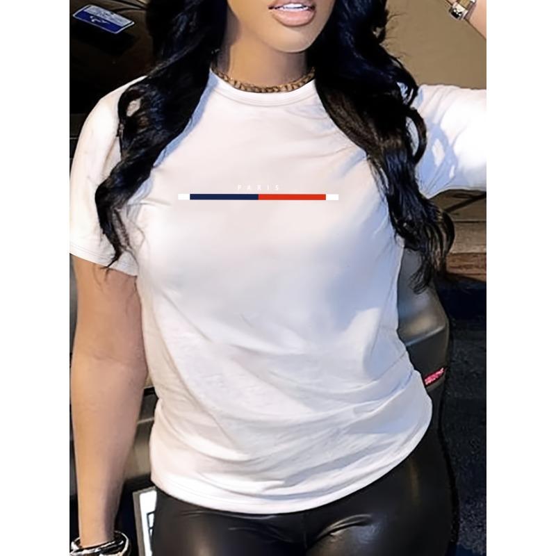 Европейские размеры Calvin Женская футболка с принтомПовседневный элегантный дизайн с ярким принтом / Удобная стильная для лета / Женские футболки