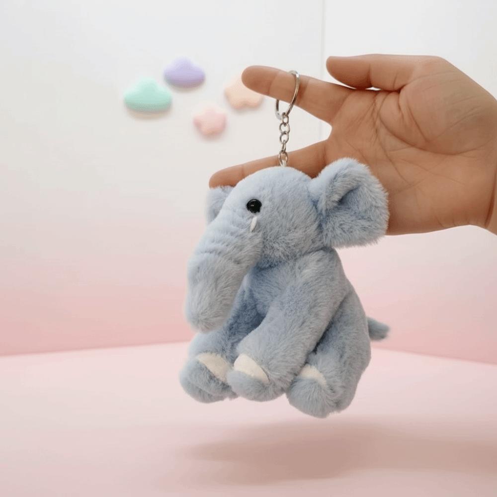 Soft Elephant Keyring Cute Cartoon Animal Bag Pendant Trinket Plush Stuffed Keychain  Kids
