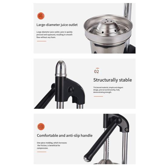 Manual Citrus Juicer Heavy Duty Stainless Steel Lemon Lime Press for Kitchen Bar Efficient Pulp-Free Juice Extractor