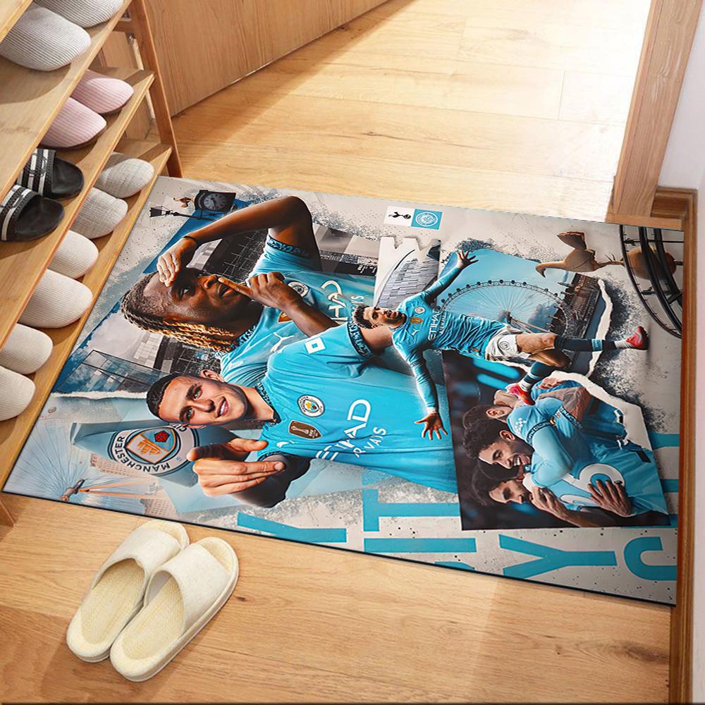 Manchester City Floor Mat Suitable For Living Rooms Playrooms Kitchen Foyer Antislip Carpet Anime Office Decor Wedding Party Gift