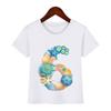 Футболка с принтом в виде мультфильма «Море» для детей от 2 до 14 лет на день рождения, детские футболки с номером 1-9 на день рождения, забавный подарок для мальчиков и девочек, футболка в подарок