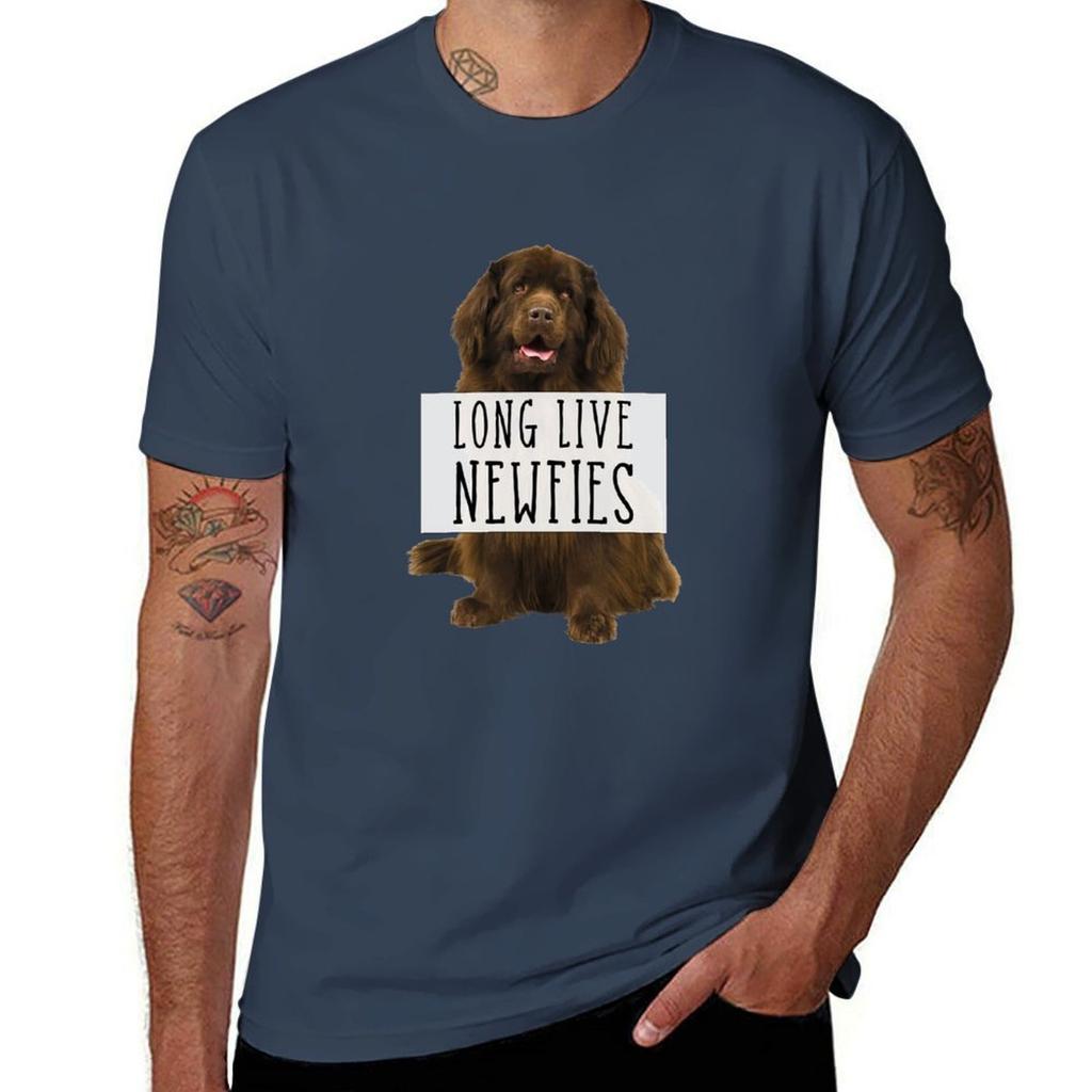 Long Live Newfies With Sign TShirt Trendy Casual Short Sleeve Shirt