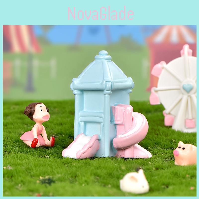 Очаровательная смоляная игровая площадка, микро-ландшафт, DIY аксессуары для украшения торта, колесо обозрения, горка, карусель