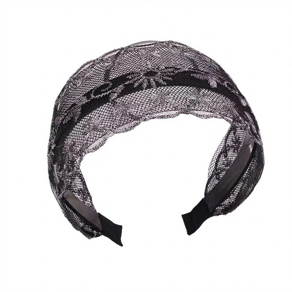 Flowers Lace Mesh Hair Band Wide Side Women Lace Hairbands Cute Hair Hoop Hair Accessories