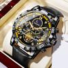 Men's Three Eye Timing Moon Phase Dial Fashionable Luminous Quartz Watch Waterproof Multifunctional Fashionable Flywheel Watch