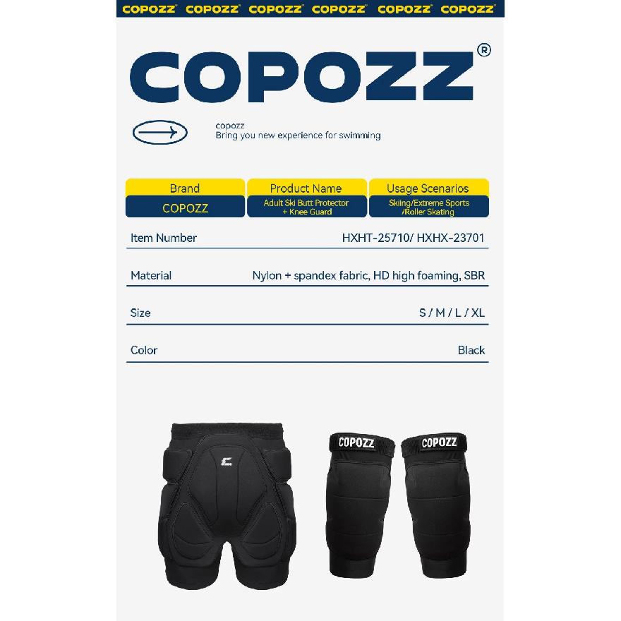 COPOZZ Upgraded Ski Knee Pads Motorcycle Skating Sport Protective Skiing Butt Protector Padded Breathable Adjustable Gear Shorts