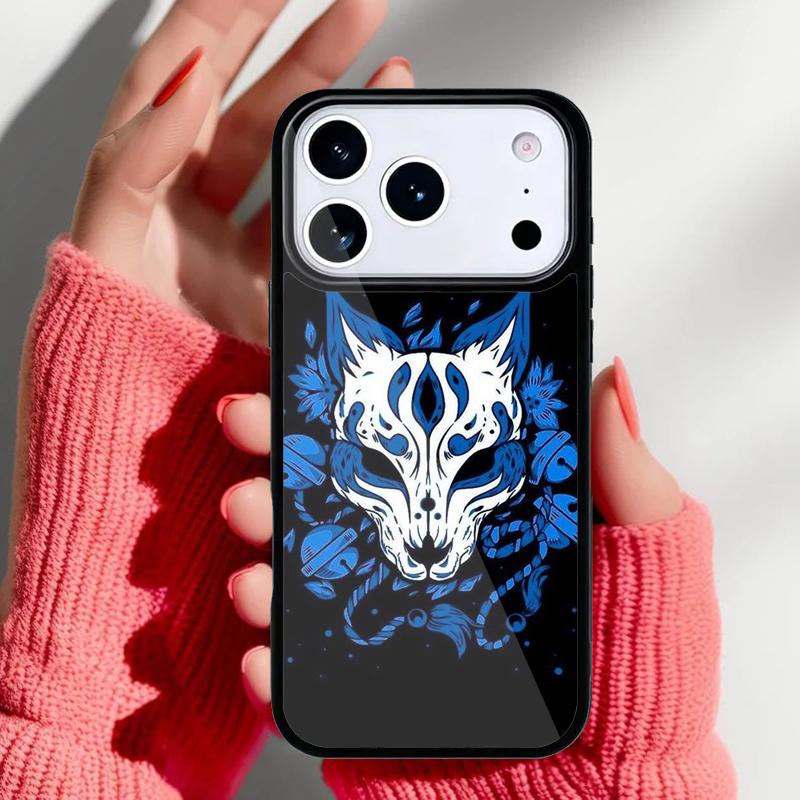 Японская маска лисы Кицунэ Чехол для телефона для iPhone 17 16 15 14 13 Pro Max Задняя крышка для 12 11 Pro Coque