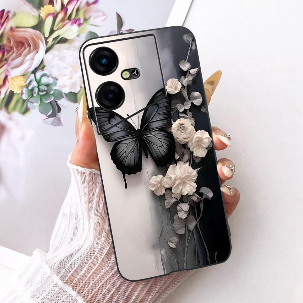Чехол с узором Цветок Бабочка Бант для Tecno Pova Neo Neo3 LE6 LH6n Задняя Крышка Матовый Мягкий Силиконовый Чехол для Телефона Ударопрочный