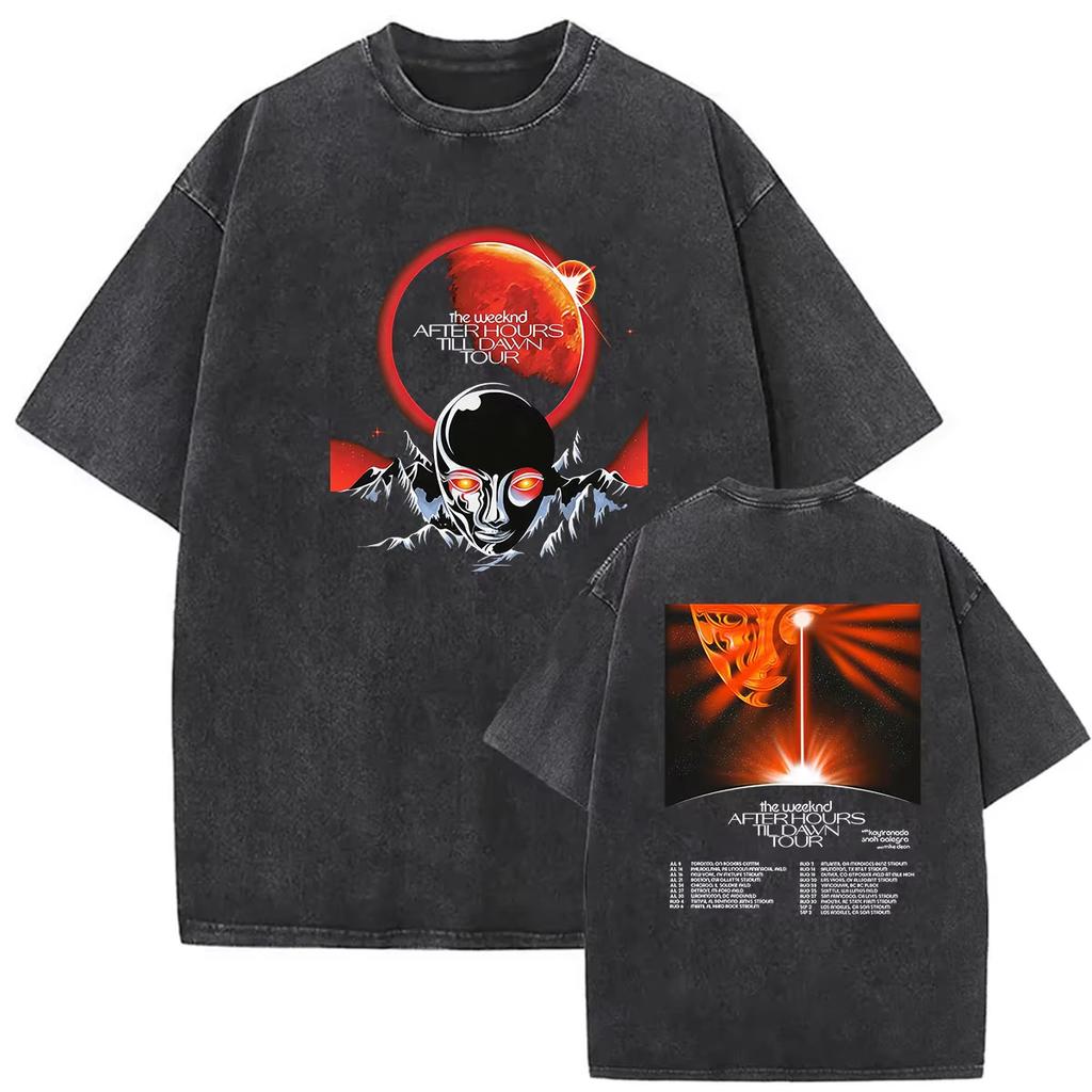 2026 Summer Hot Sale Vintage Washed The Weeknd After Hours Til Dawn Tour 2026 T Shirts Men's Women's Hip Hop Streetwear T-shirt