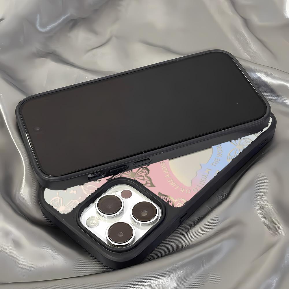 Mirror Phone Case for iPhone 15 11 13 14 for 15 16 Pro Max 12 13 16 Pro Cloud Flower and Animal Cute Style Phone Case