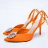 Fine Heel Heel Sandals Pointed Toe Mesh Slingback Sandals For Women Party Shoes Shoes Elegant Pumps Shoes