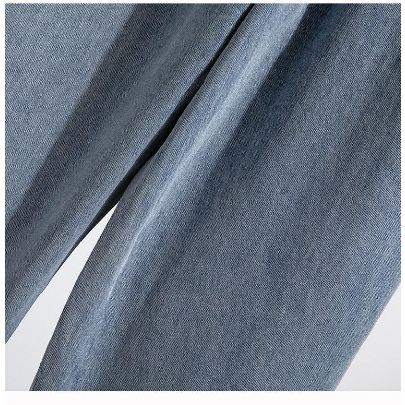 Весна Осень Новые джинсы с эластичной талией женские большие размеры модные шаровары с двойным карманом универсальные свободные брюки длиной до щиколотки