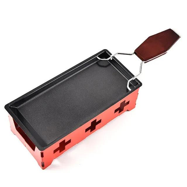 Mini Cheese Raclette Non-stick Coating Candles with Spatula Cook Set Heated Baking Tray Foldable Handle Breadfor Non-stick Cheese Set