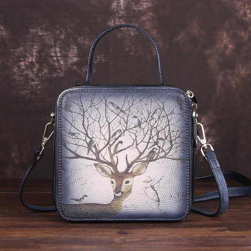 Женские сумки на плечо из натуральной кожи с узором оленя, винтажные дизайнерские сумки для женщин, элегантная сумка через плечо, сумки для телефона, кошелек
