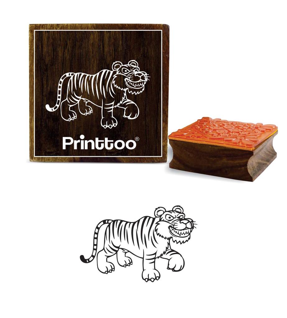 Printtoo Wooden Rubber Stamp Tiger Pattern Scrap-booking Crafting Square Stamps-2 X 2
