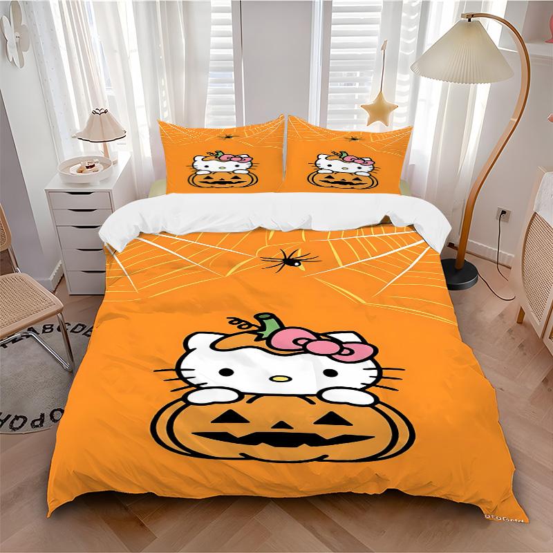 Hello Kitty Halloween Print 3Pcs Bedding Setduvet Cover With 2 Bedropillowcase Home Birthday Gift