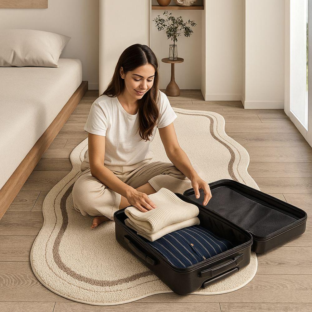 Удобный ковер для спальни в кремовом стиле, минималистичный, мягкий прикроватный коврик, нескользящий, впитывающий, декоративные напольные коврики для дома