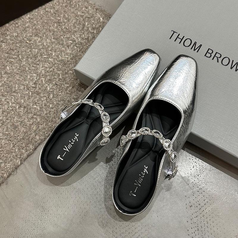 French Inner Heightening Bag Head Half Slippers Women's Summer Outer Wear 2025 New One-pedal with Skirt Single Shoes Cool Slippers