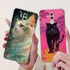 Clear For Huawei Mate 20Lite SNE-LX3 INE-LX2 Back Cover For Huawei Mate 20 Lite Case Cute Cartoon Cat Luxury Flowers Funny Funda