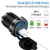 60 Вт Quick Charge 3.0 Двойной порт для быстрой зарядки автомобиля Гнездо водонепроницаемое 12 В/24 В розетка с сенсорным переключателем и светодиодной подсветкой водонепроницаемое