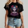 Цветочная футболка Катрина День Мертвых Сахарный Череп Женская Футболка Мексиканский День Мертвых Рубашка Калавера Унисекс Фестивальные Костюмы