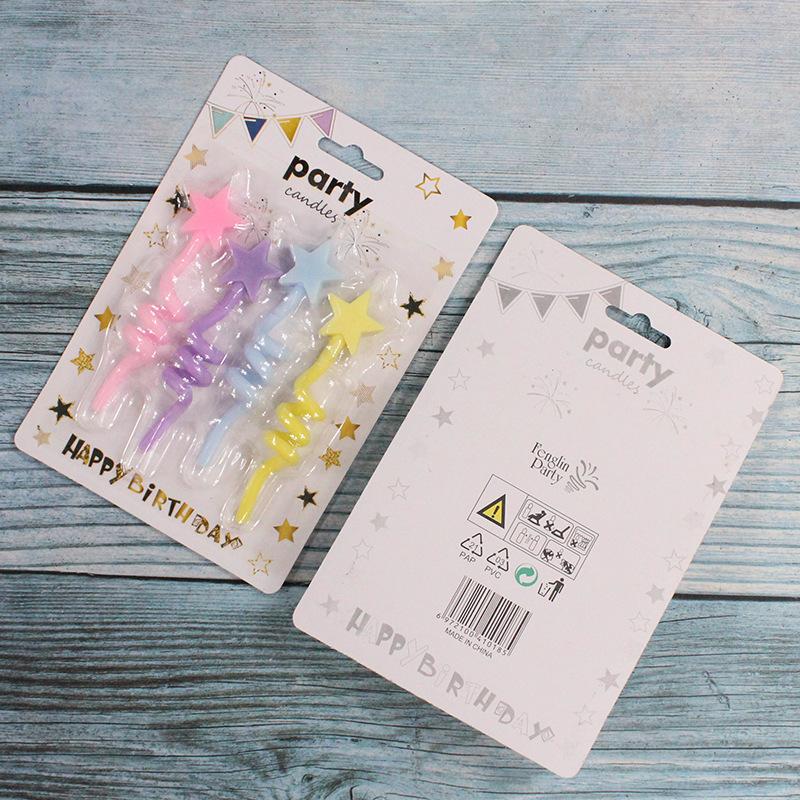 Birthday Colorful Curved Thumb Creative Love Shape Candles Sucking Card 4 Pack Twist Rotating Candles