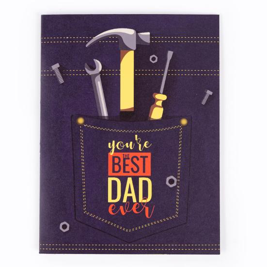 Toolbox Pop Up Father's Day Card for Dad 3D Happy Father's Day Greeting Card with Envelope from Son Daughter Wife Best Dad Award Card Gift