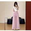 Womens High Waist Wide Leg Trousers Thin Ice Silk Loose Casual Pants