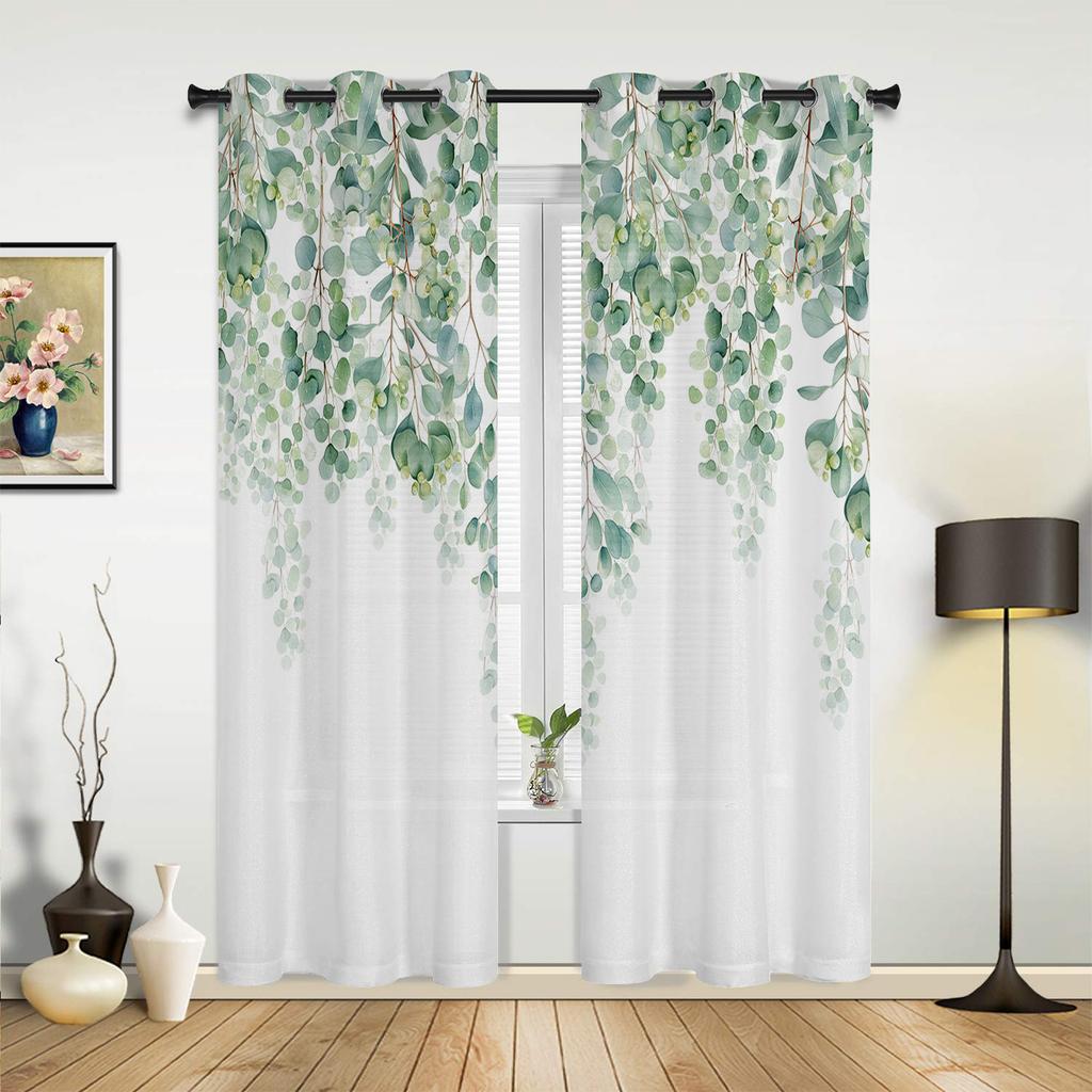 Листья Растение Сине-зеленые Шторы для Спальни Гостиной Шторы Кухни Детской Комнаты Оконные Шторы Современный Домашний Декор