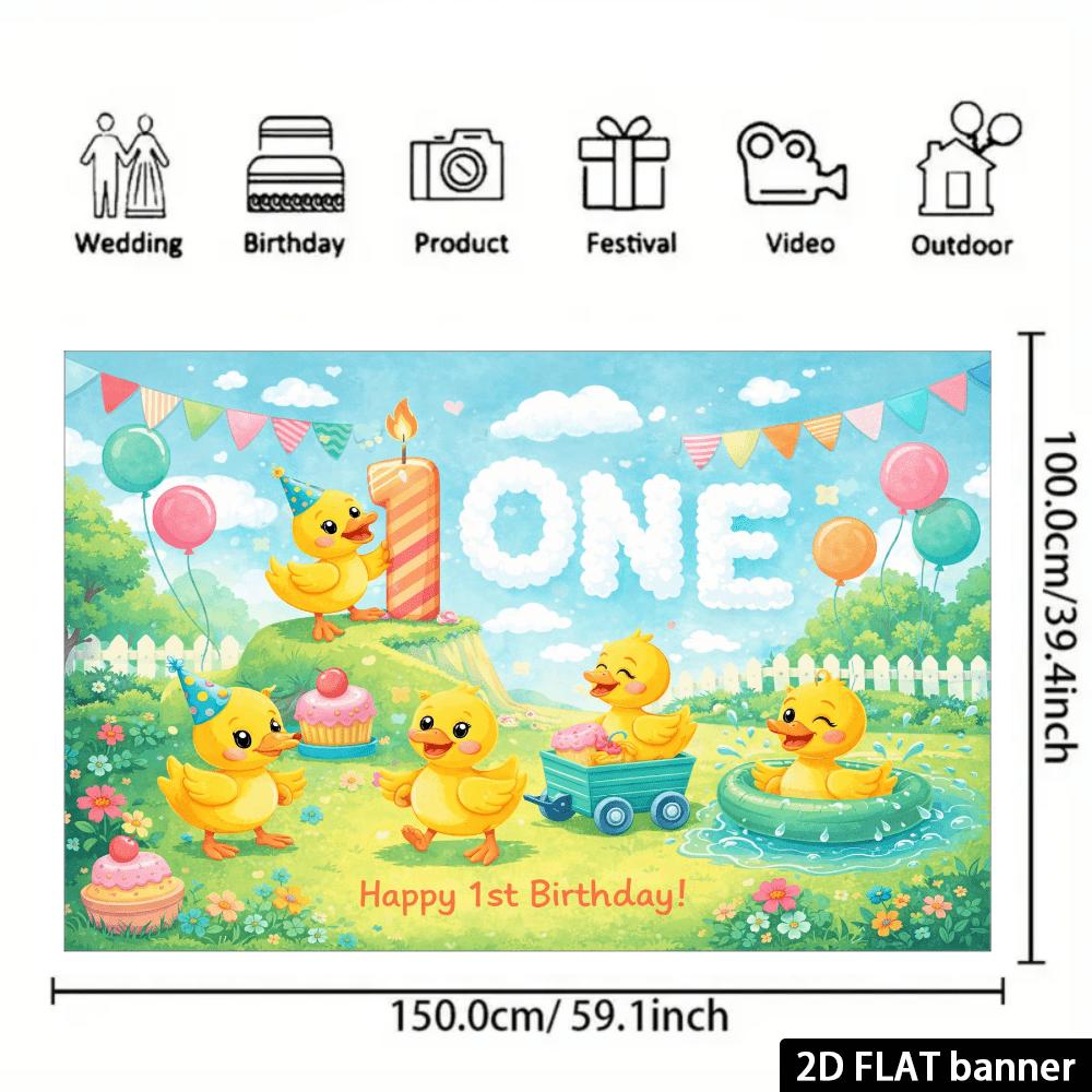2D Planar Candle Digital ONE Yellow Duck Background Cloth - Flames Candle and Clouds ONE Theme
