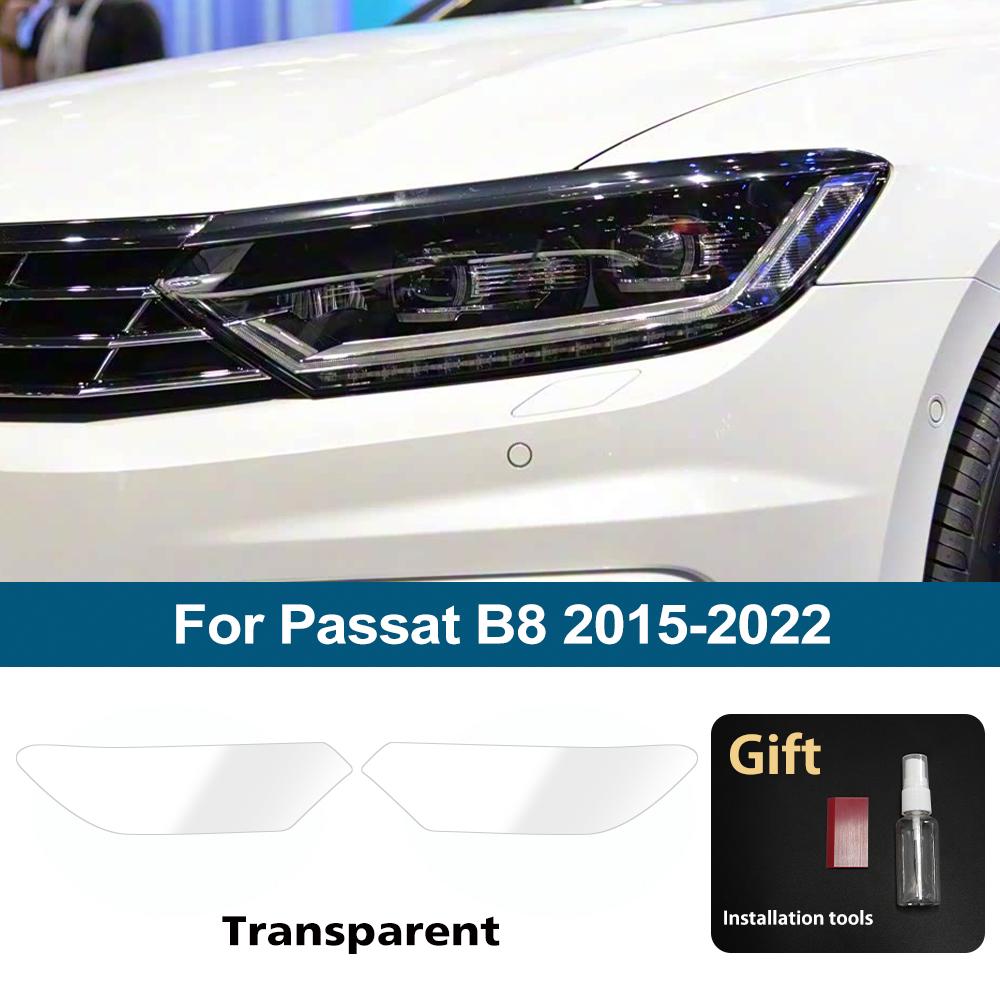 Затемненная Черная Готовая Защитная Пленка Для Фар Автомобиля Для Volkswagen Passat B8 B9 Универсал Антицарапающая Высокоглянцевая Автомобильная Виниловая Пленка