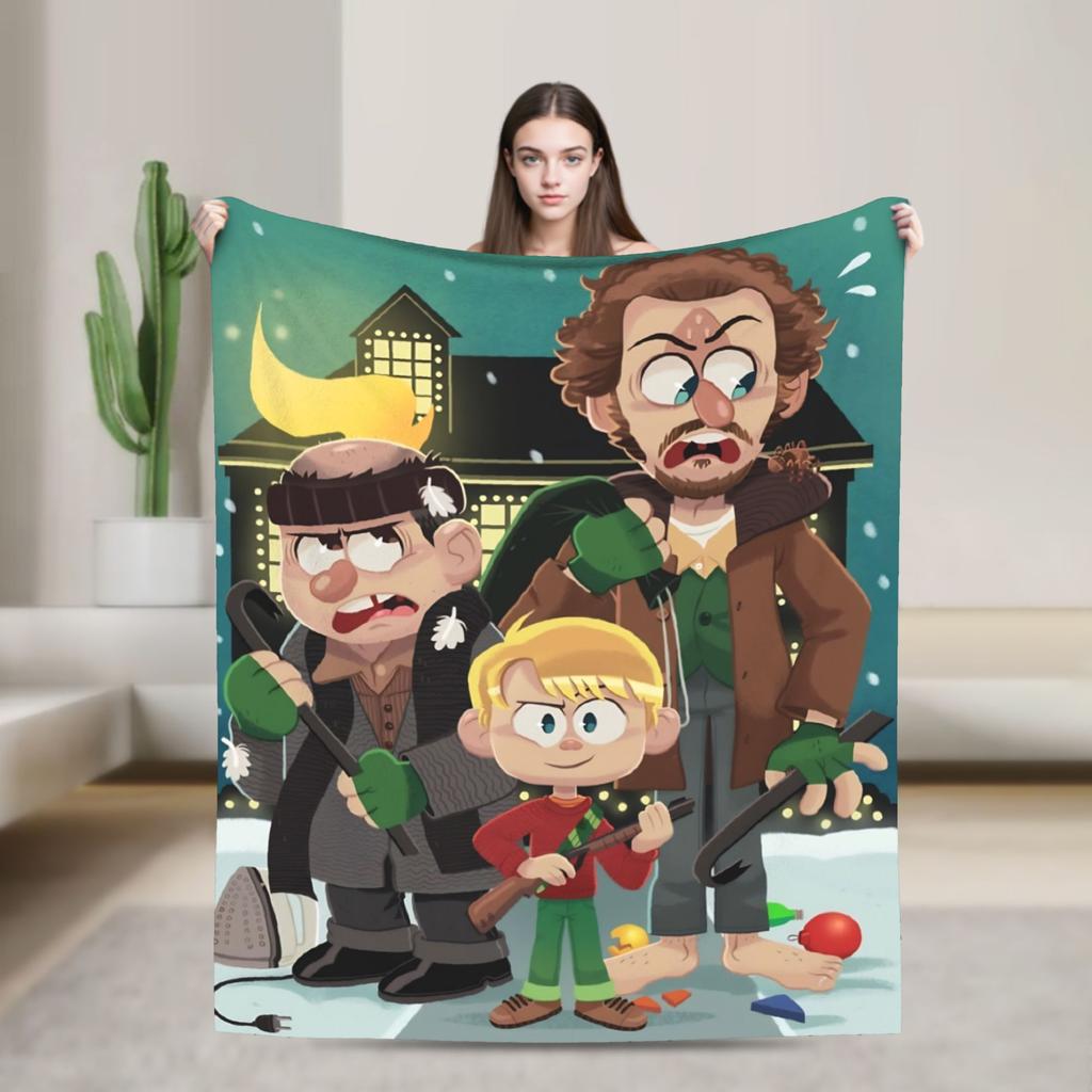 Home Alone Kevin Comedy Wool Fashion Blanket Xmas Merry Christmas Funny Throw Fashion Blanket for Home 125*100cm Super Soft