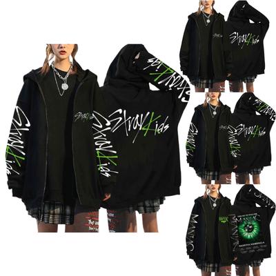 Женские толстовки на молнии для девочек-подростков, свитшот с буквенным принтом, одежда, повседневная куртка на шнурке с карманами