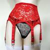 High Waist Anti-Slip Lace Garter Belt with 6 Adjustable Metal Buckles for Women