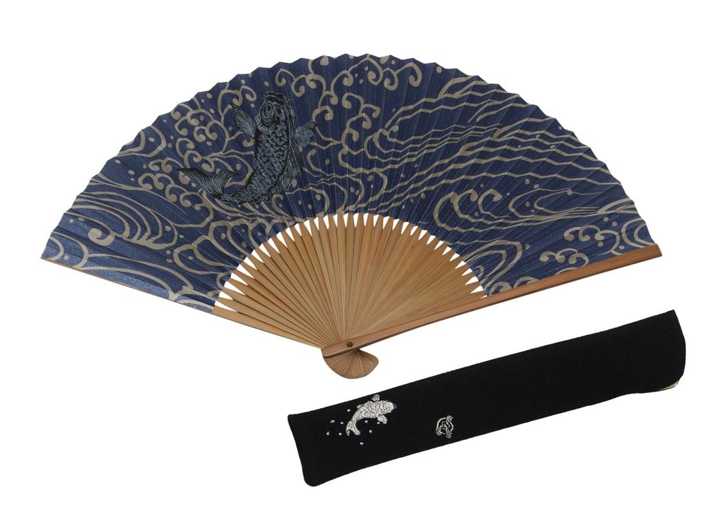 Kyoto Usu Karaki Kyoto Craftsman Handmade Fan Bag Presentation Box [Hasegawa] Fan, Carp, Sekishu, Fan, Included,
